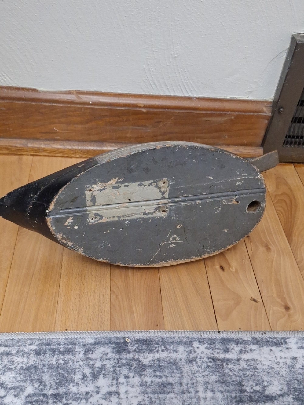 Vintage Wooden Duck Decoy - Black and Gray - Picture 5 of 6